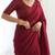 New trendy elegant blood red solid saree with embellished blouse