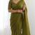 New trendy elegant mehendi solid saree with embellished blouse