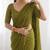 New trendy elegant mehendi solid saree with embellished blouse