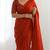 New trendy elegant orange solid saree with embellished blouse