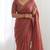 New trendy elegant raddish brown solid saree with embellished blouse