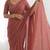 New trendy elegant raddish brown solid saree with embellished blouse