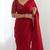 New trendy elegant red solid saree with embellished blouse