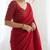 New trendy elegant red solid saree with embellished blouse