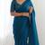 New trendy elegant teal solid saree with embellished blouse