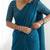 New trendy elegant teal solid saree with embellished blouse