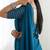 New trendy elegant teal solid saree with embellished blouse