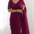 New trendy elegant wine solid saree with embellished blouse