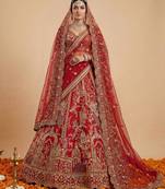red silk embroidered lehenga choli
