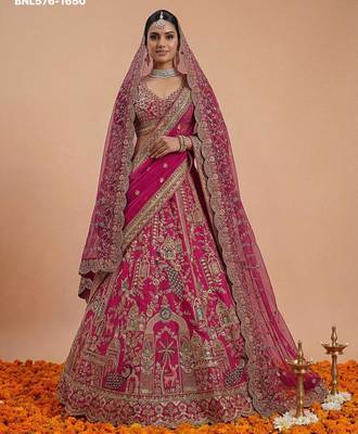 pink silk embroidered lehenga choli 1
