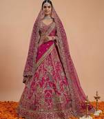 pink silk embroidered lehenga choli
