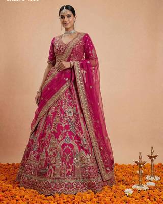 pink silk embroidered lehenga choli 2