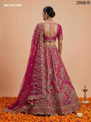 pink silk embroidered lehenga choli 3