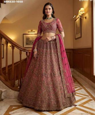 light pink net embroidered lehenga choli 1