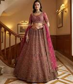 light pink net embroidered lehenga choli