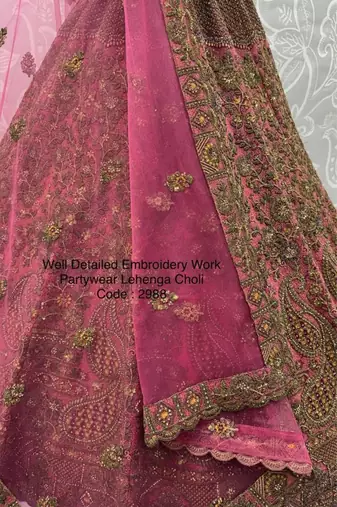 light pink net embroidered lehenga choli