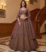 mauve net embroidered lehenga choli