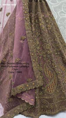 mauve net embroidered lehenga choli 4