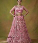 pink net embroidered lehenga choli