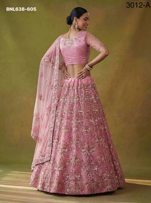 pink net embroidered lehenga choli 2