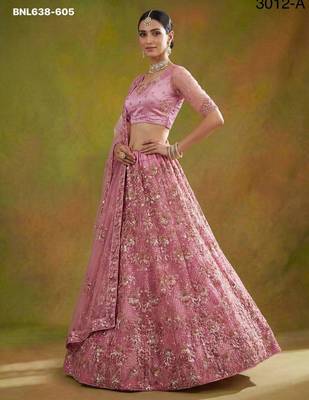 pink net embroidered lehenga choli 4