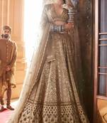 light gold silk blend embroidered lehenga choli