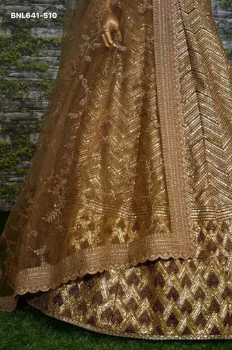 light gold silk blend embroidered lehenga choli