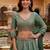 teal green silk blend embroidered lehenga choli