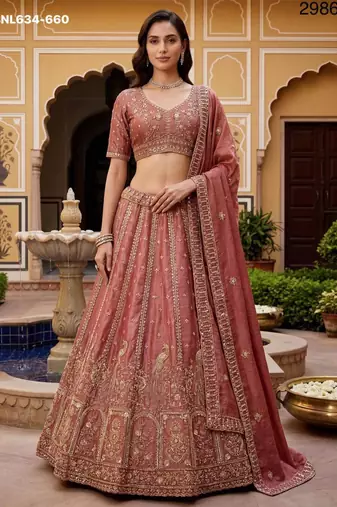 pink silk blend embroidered lehenga choli