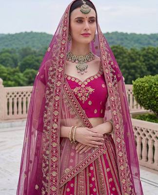 pink silk blend embroidered lehenga choli 3