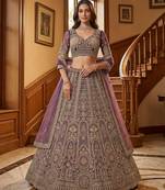 mauve net embroidered lehenga choli