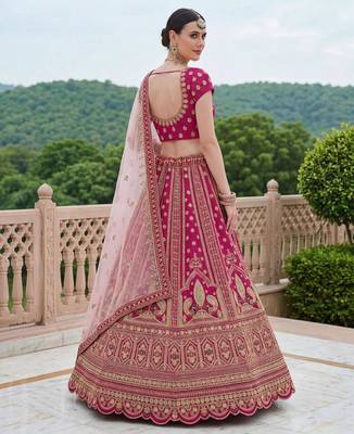 pink silk blend embroidered lehenga choli 4