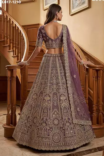 mauve net embroidered lehenga choli