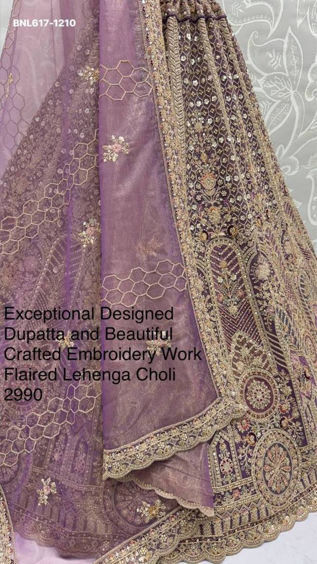 mauve net embroidered lehenga choli