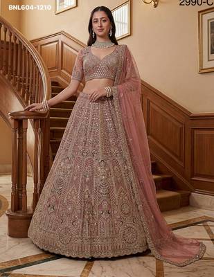 pink net embroidered lehenga choli 1