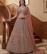 pink net embroidered lehenga choli