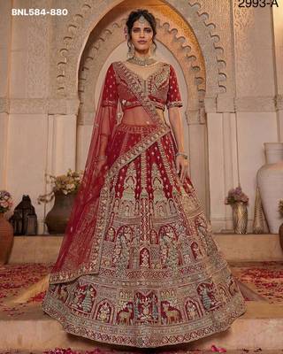 maroon silk embroidered lehenga choli 1