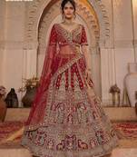 maroon silk embroidered lehenga choli