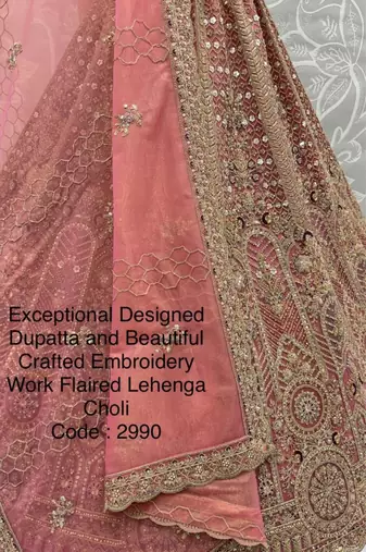 pink net embroidered lehenga choli