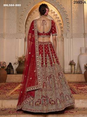 maroon silk embroidered lehenga choli 2