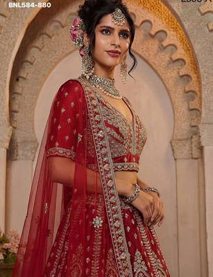 maroon silk embroidered lehenga choli 4
