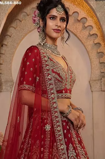 maroon silk embroidered lehenga choli