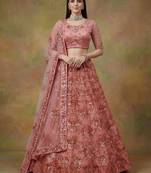 pink net embroidered lehenga choli
