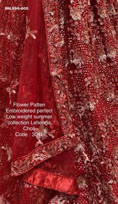 dark red net embroidered lehenga choli 4