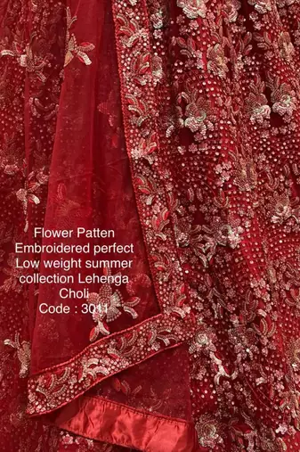 dark red net embroidered lehenga choli