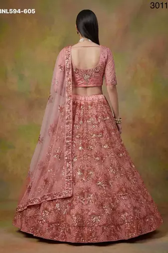 pink net embroidered lehenga choli