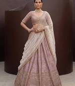 onion pink silk blend embroidered lehenga choli