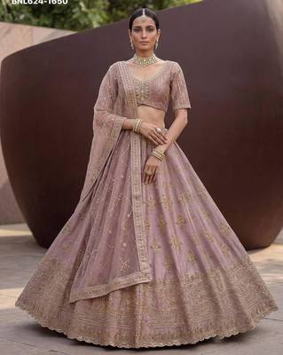 onion pink silk blend embroidered lehenga choli 3