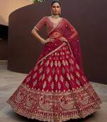 rani pink silk blend embroidered lehenga choli