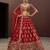 red silk blend embroidered lehenga choli